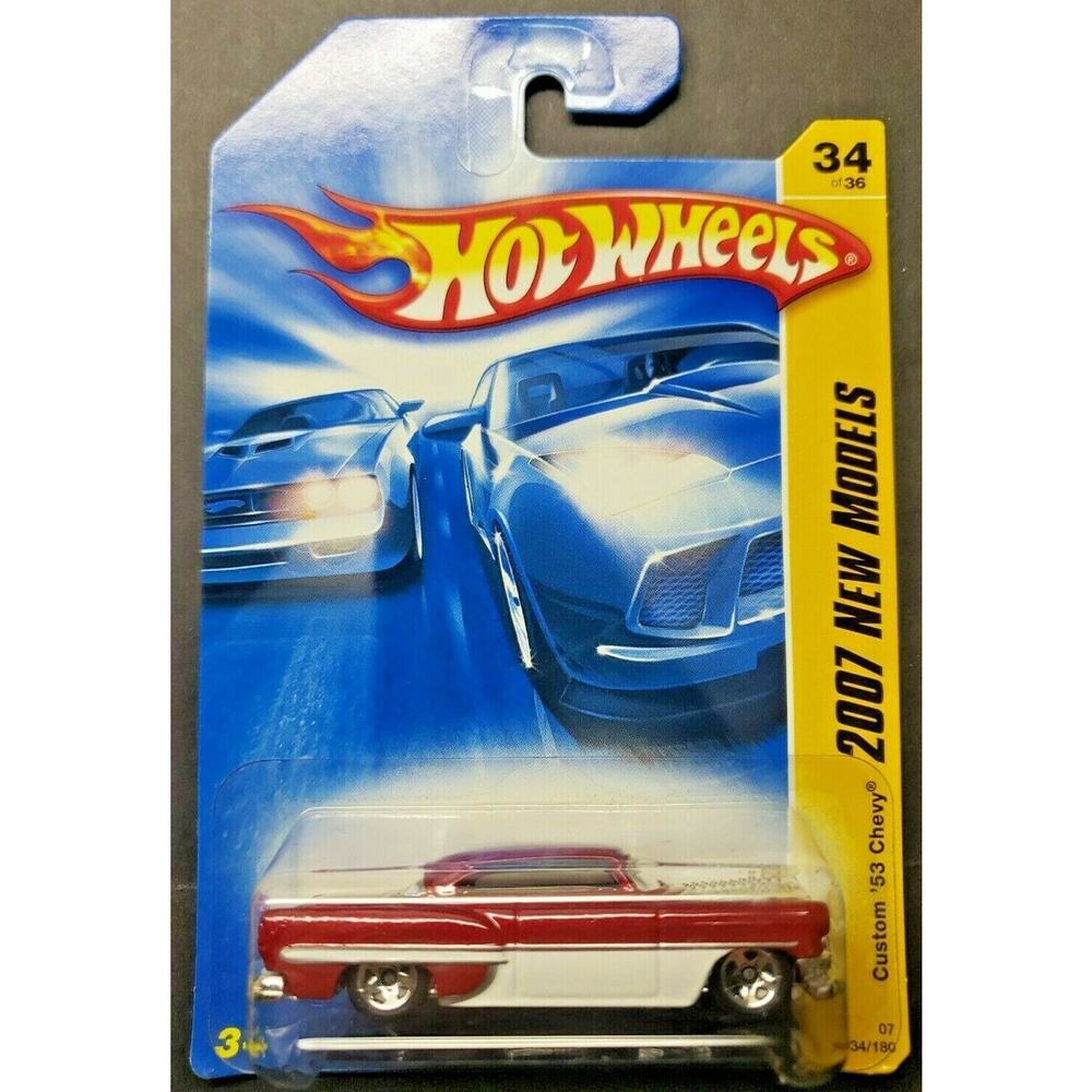 2007 Hot Wheels #34 1953 Chevey Custom New Models Red / White HW12